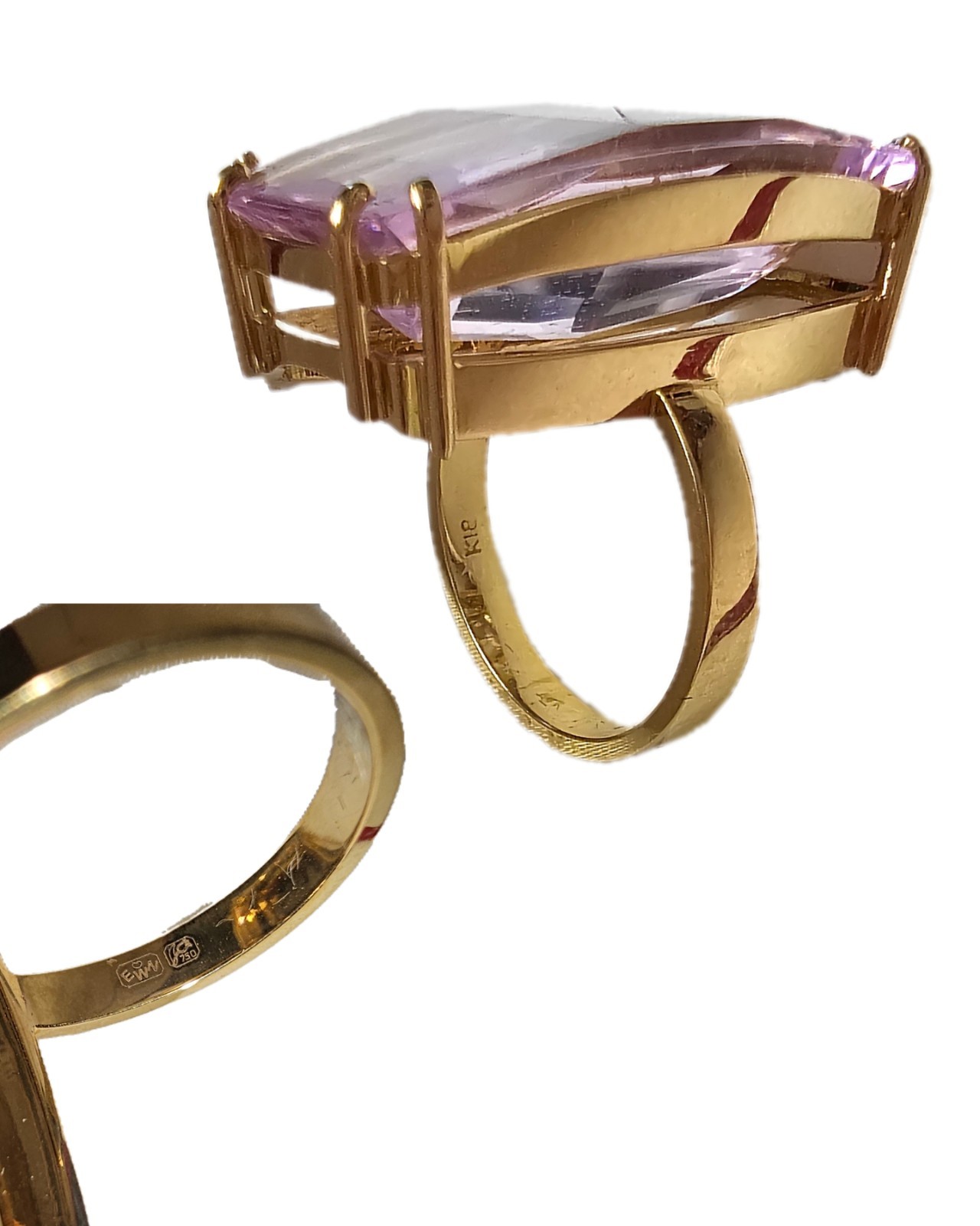 18ct Gold Ring With 28.35 carat Natural Kunzite