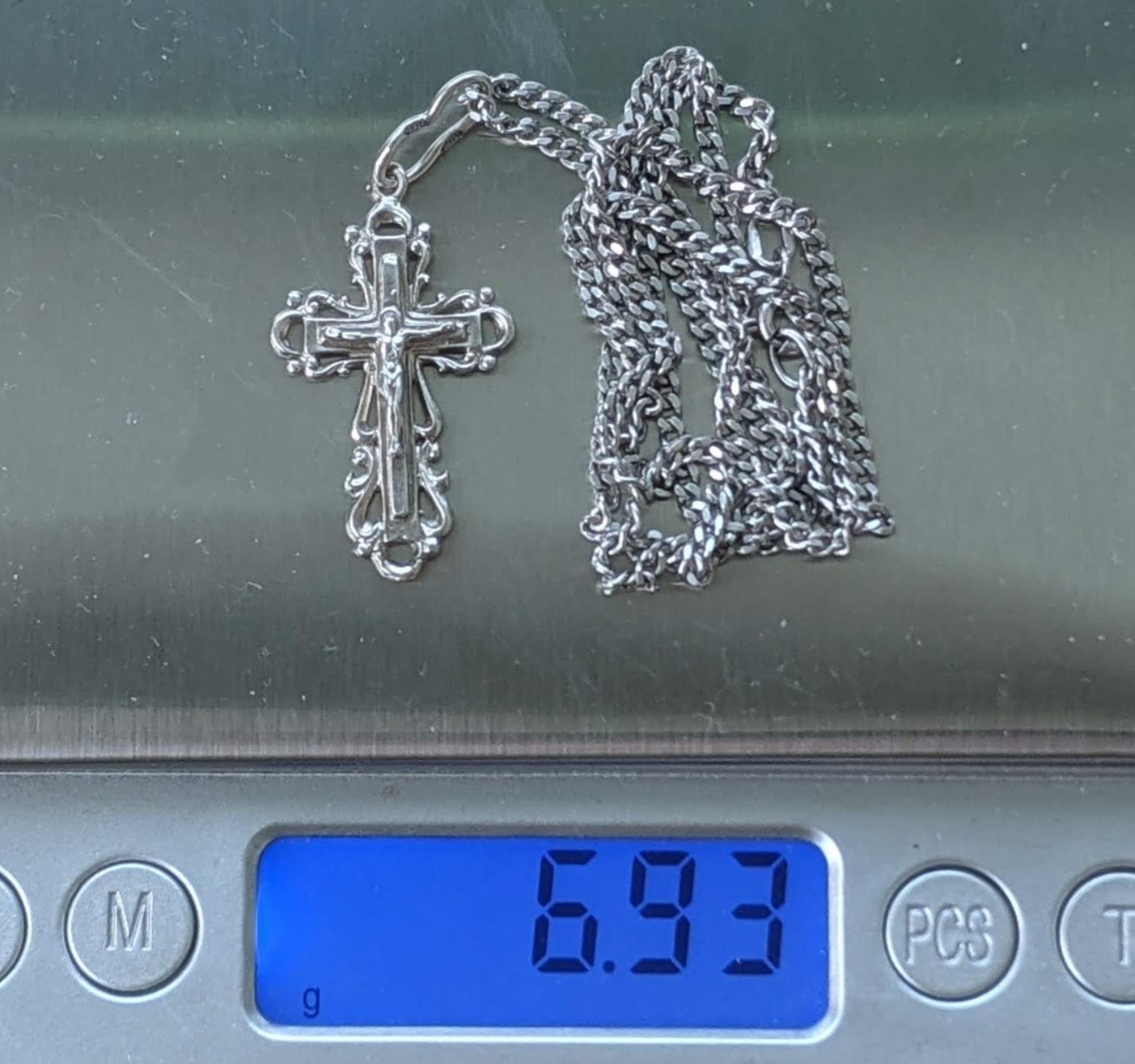 Orthodox Cross on a chain 46 cm. 925 silver. Weight 6.93 g. Prayer in Russian.