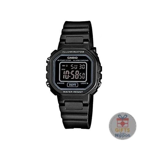 Casio LA-20WH-1B Women’s Kids Digital Watch Full Black Inverted LCD Resin Band