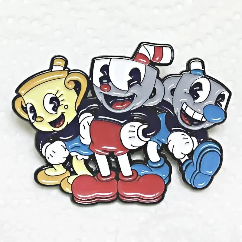 Cuphead, Mugman & Ms. Chalice Themed Metal Enamel 2″ Wide x 1.5″ Tall Pin