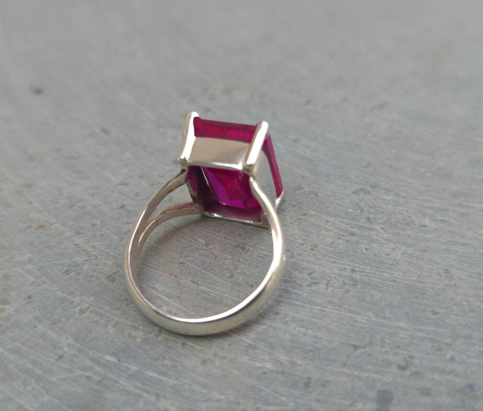 Solid 925 Sterling Silver Natural Pink Sapphire Engagement Ring Women’s Ring