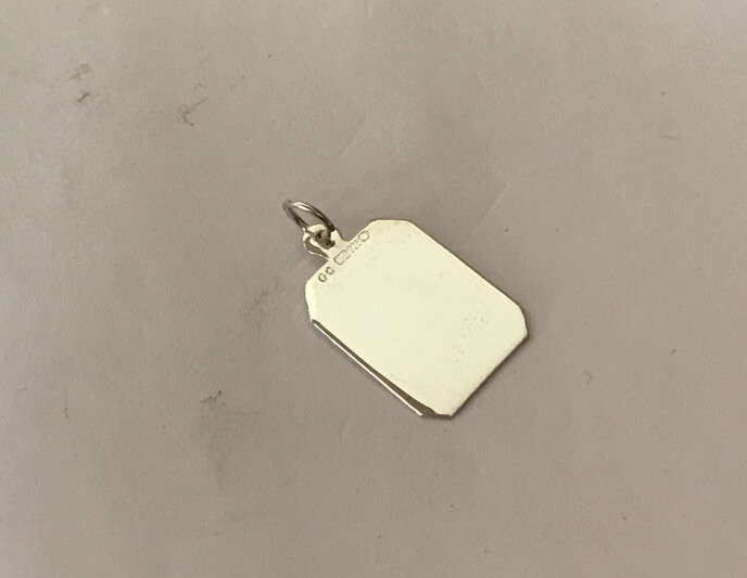 Sterling Silver 925 Square Blank Disc Tag Plain Top Engraved Charm Pendant D26