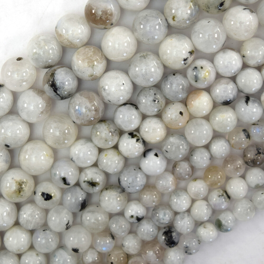 Natural black matrix Moonstone Round Beads 15.5″ Strand 4mm 6mm 8mm 10mm 12mm S2