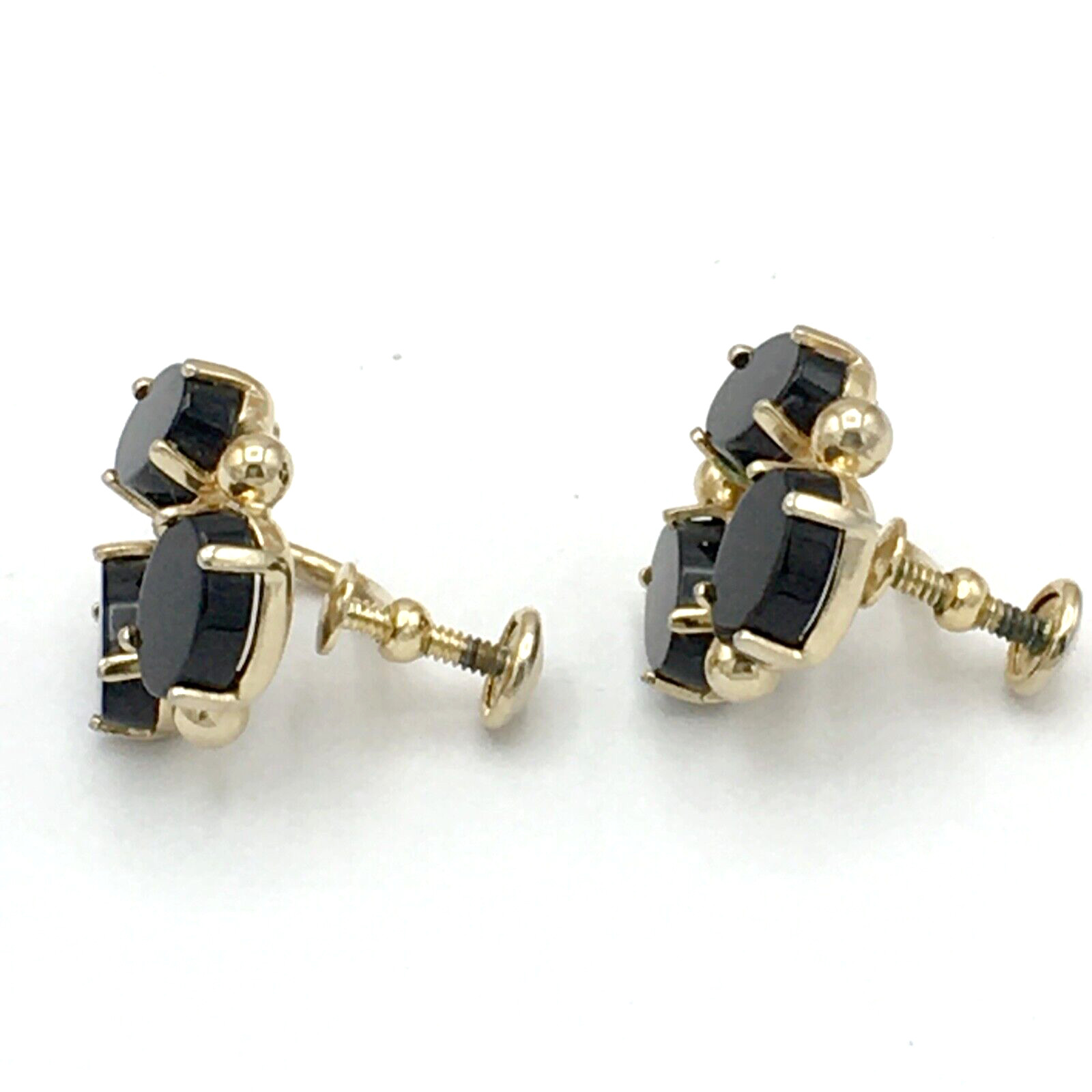 BURT CASSELL 12K GF onyx earrings – vintage screw-back yellow gold-filled black