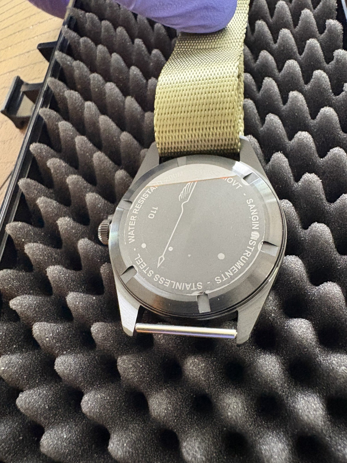 Sangin Instruments Overlord Field Watch Black Dial Brushed DLC