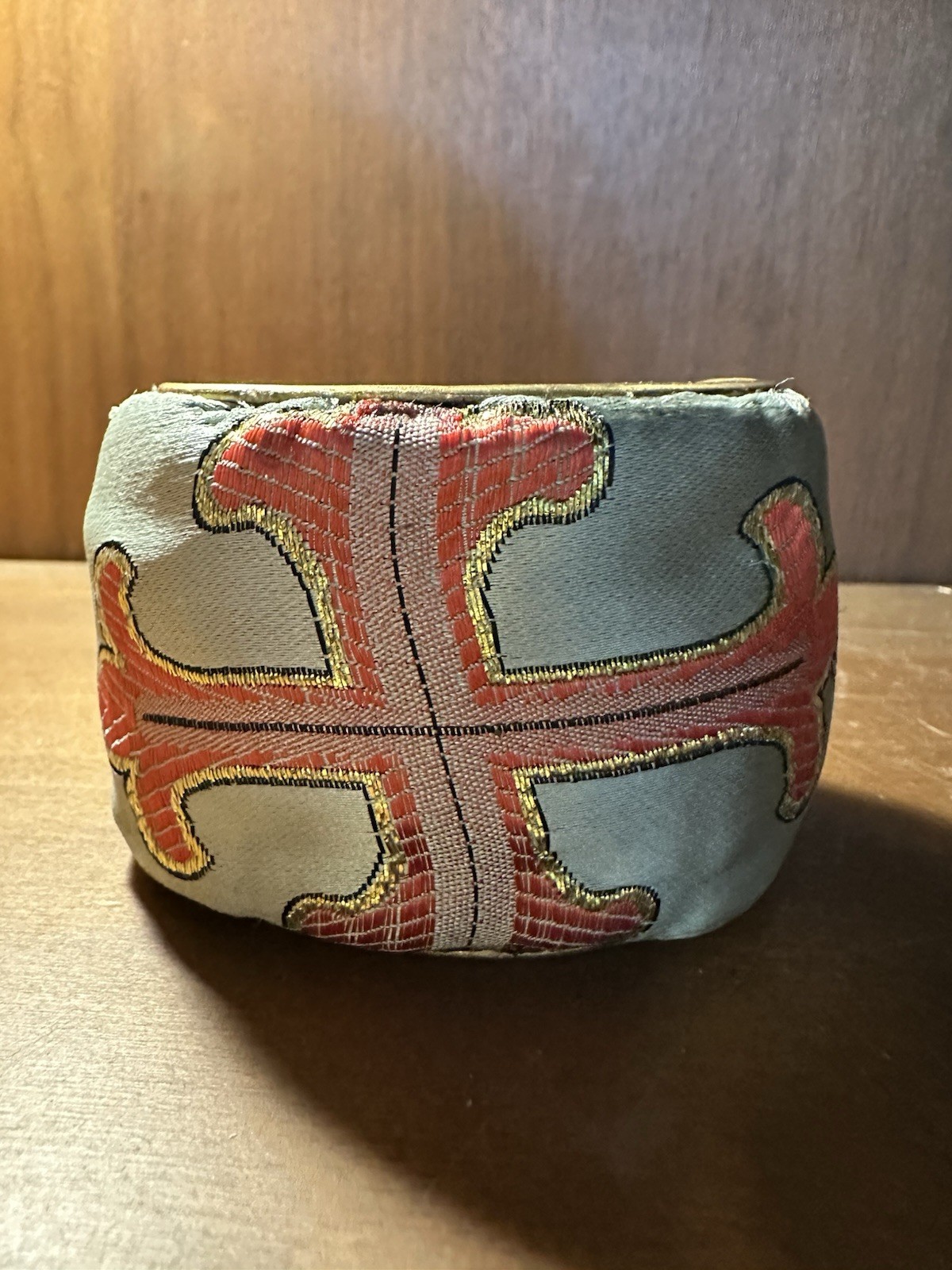 Authentic Redd Dott Luxury Cross Motif Statement Cuff Bracelet-Satin & Gold Zara