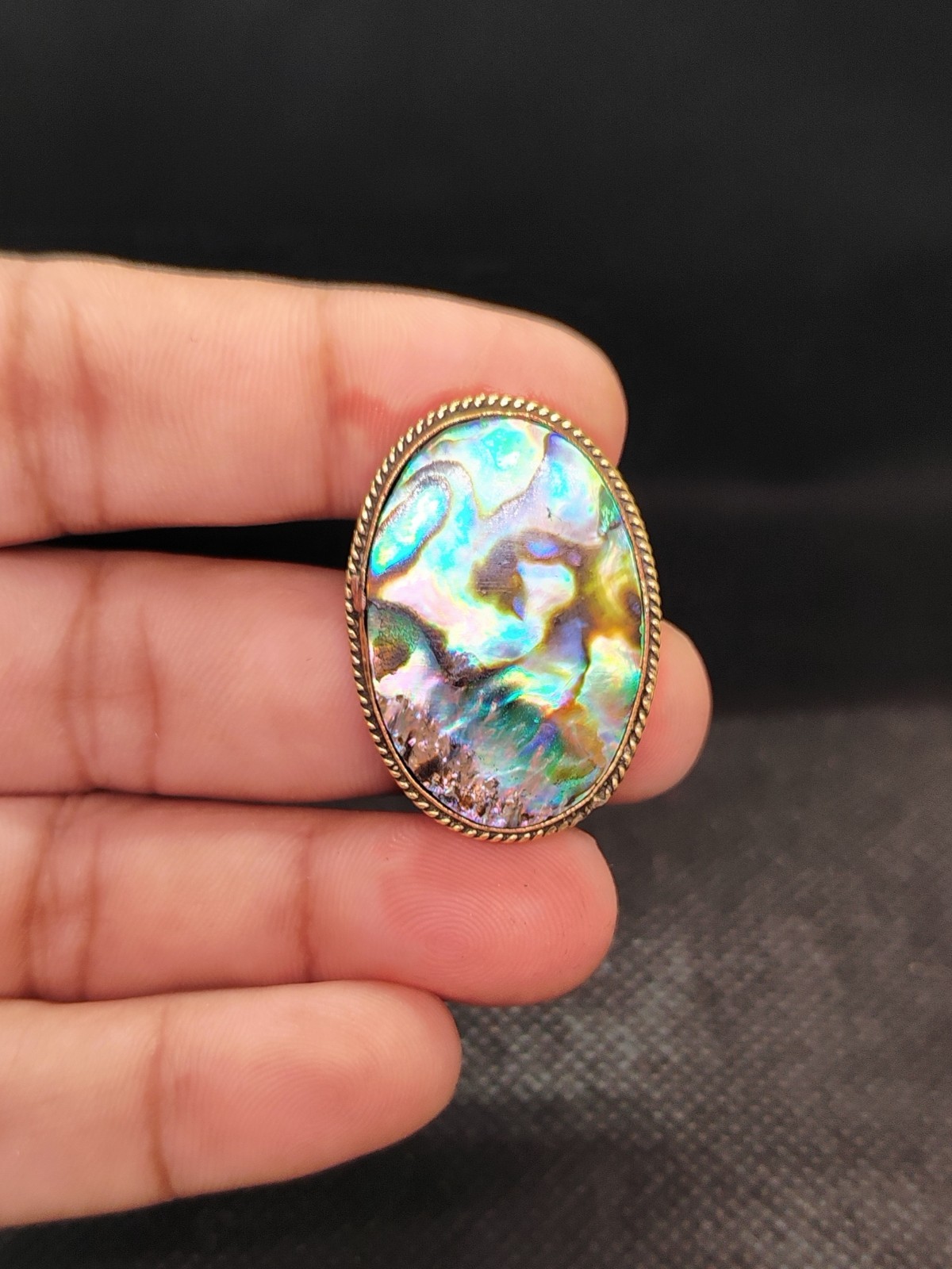 Abalone Shell Brass Groove Cabochon Iridescent Oval Bezel Jewelry Making Supply
