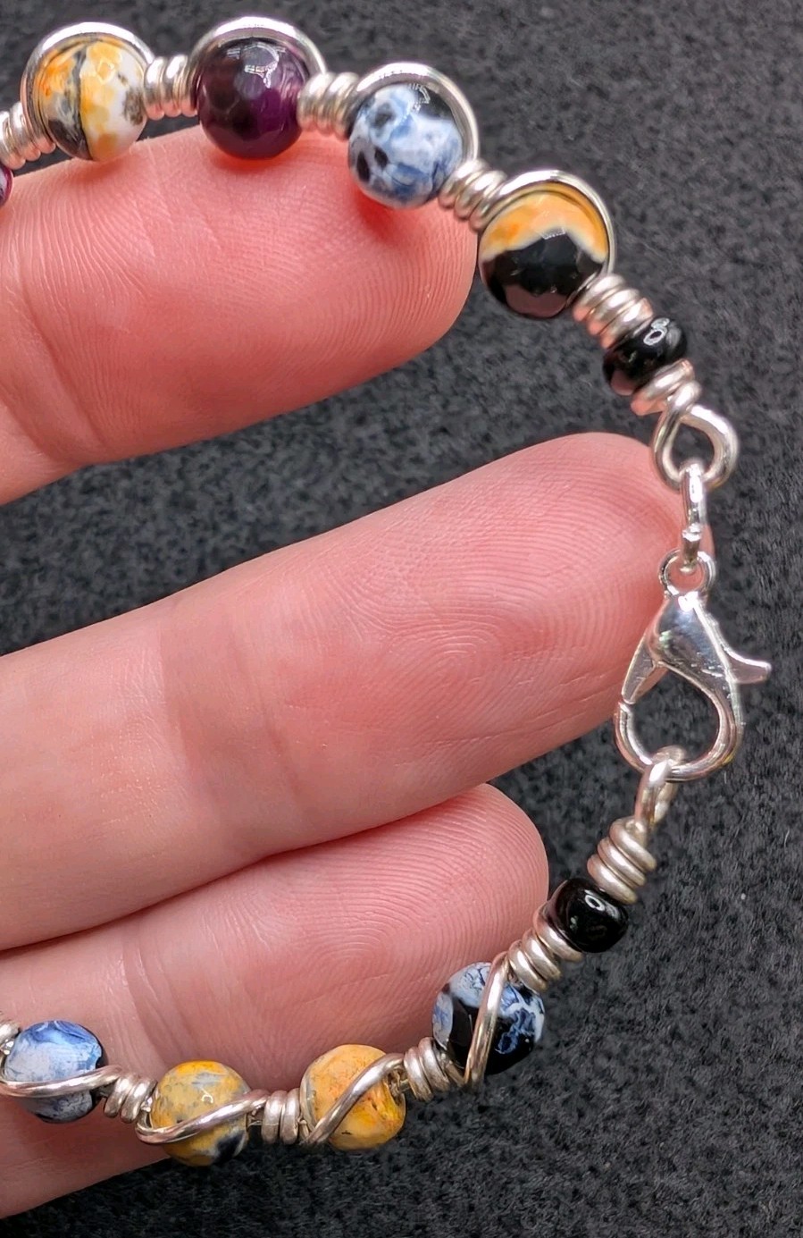 1pc Clear / Silver Glass Beaded Dangle Charm
