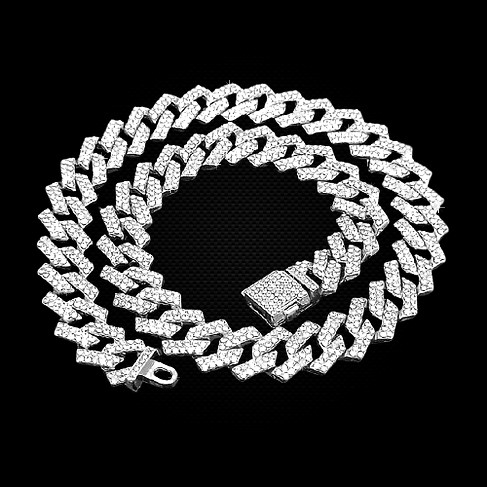 14mm Iced Out Cuban Link Chain – Alloy Bust Down Bling Necklace 18/20/24in
