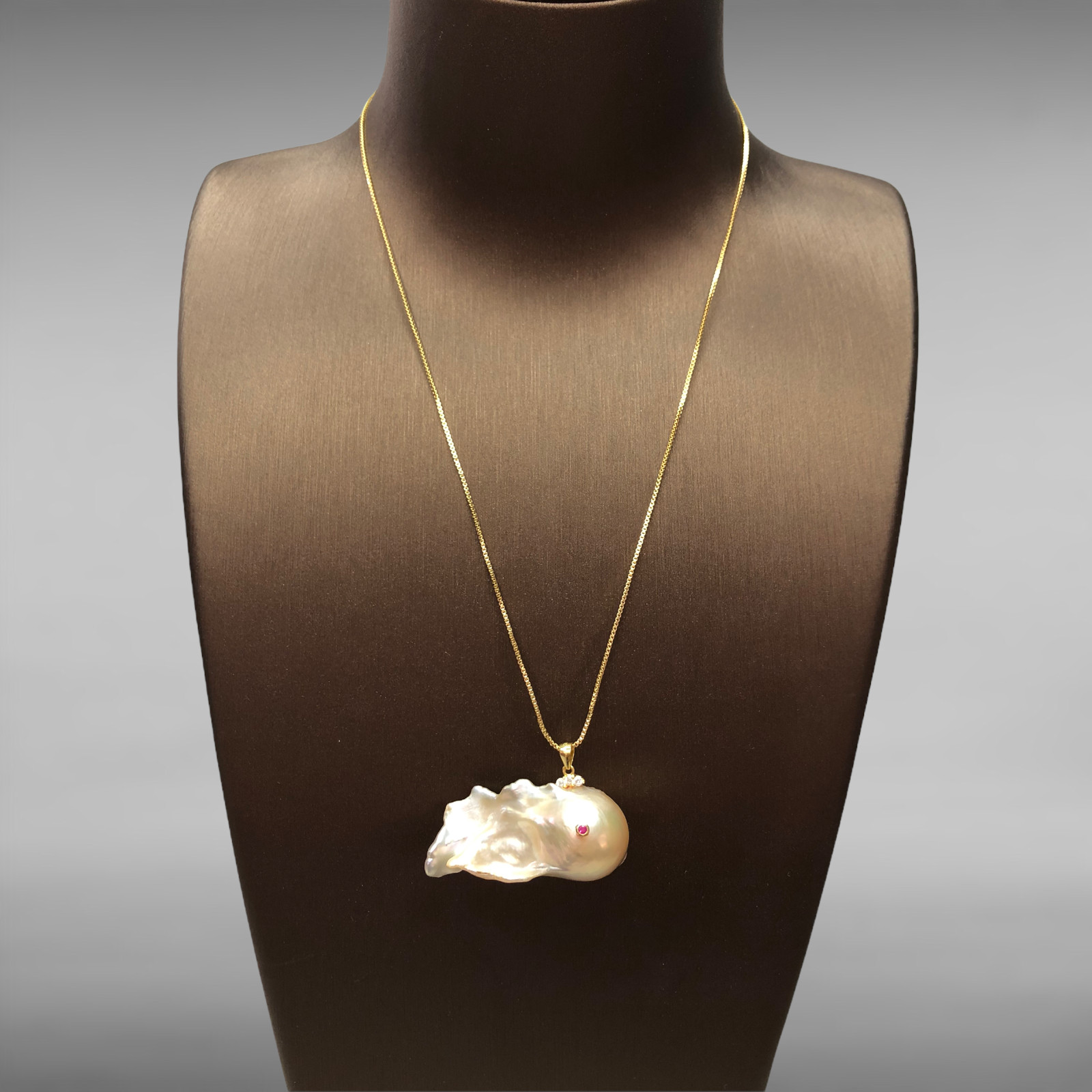 Unique Cream Baroque Pearl S925 Fish Pendant L40mm x H22mm x W17.5mm #P0116