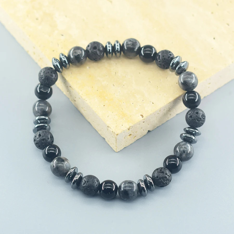 Energetic Balance Spiritual Protection Natural Volcanic Stone Labradorite Beads