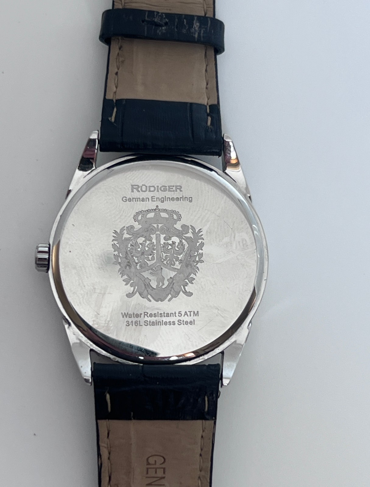 Rudiger Germany Men’s Multi-Function Watch black dial Black Leather 5 ATM 316L