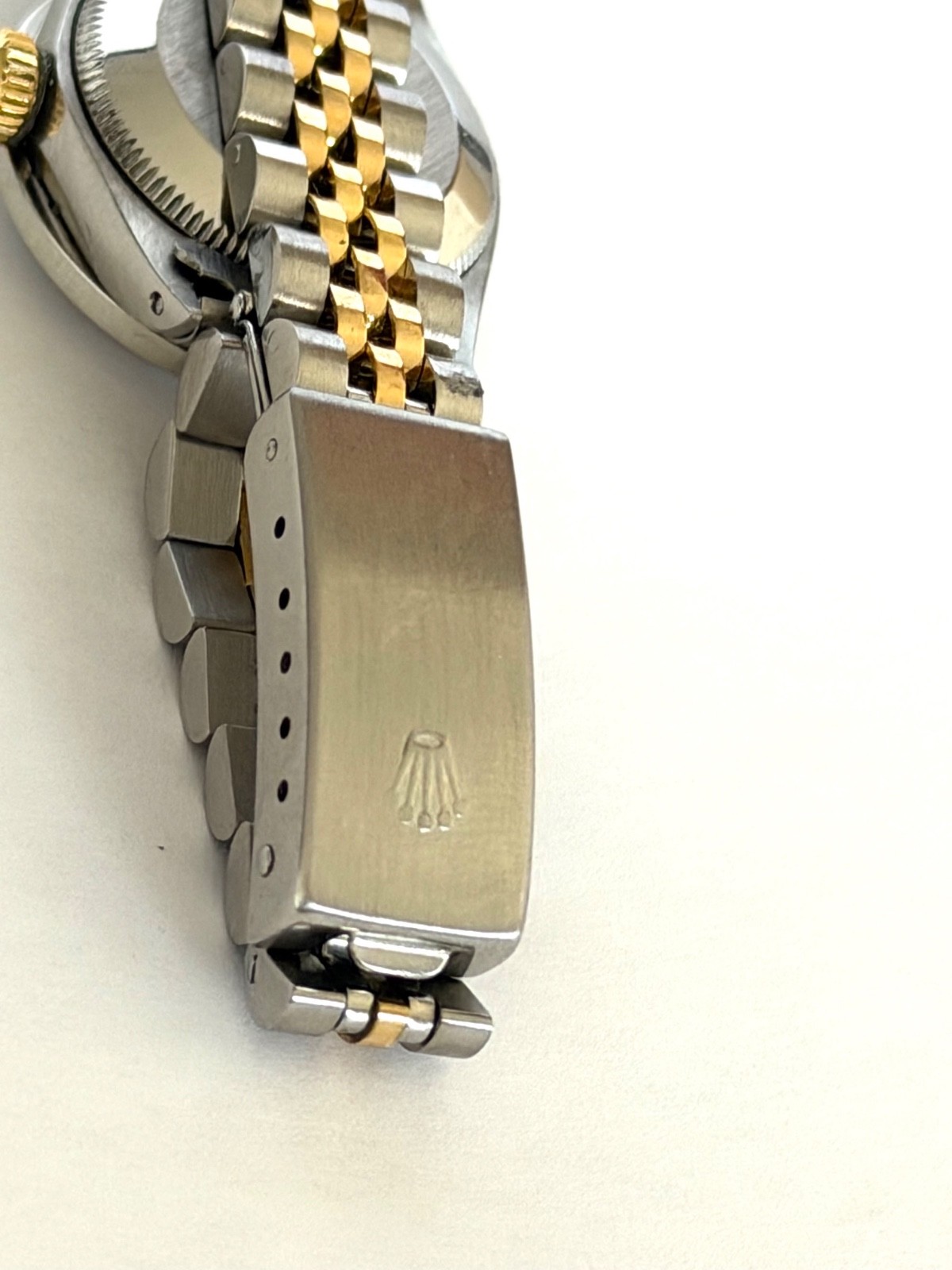 ROLEX LADIES WATCH DATEJUST TWO TONE 18K. GOLD MOP DIAMOND DIAL & DIAMOND BEZEL
