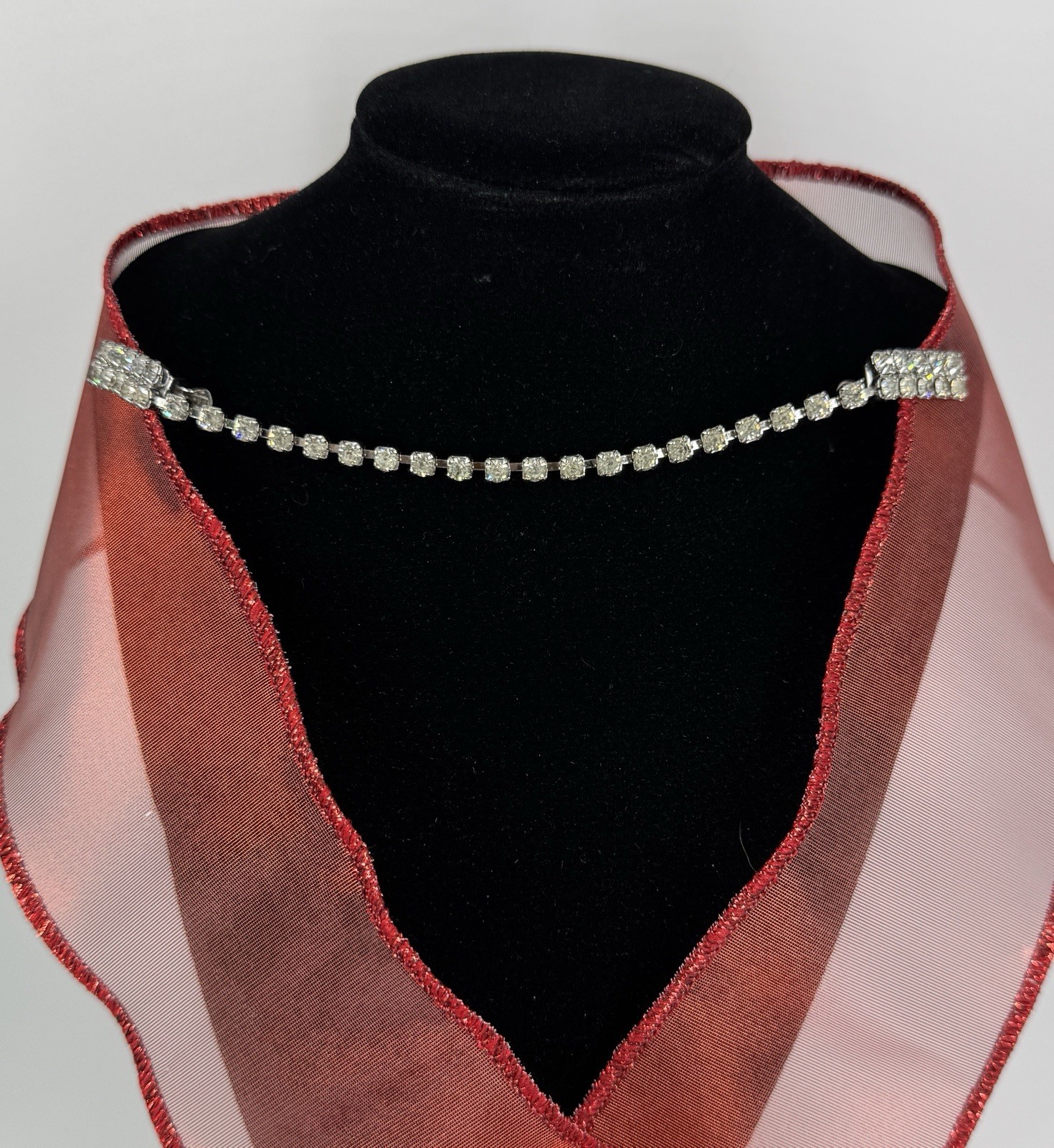 Vintage 50s 60s Sweater Clip ALL Rhinestones 6.75″ w box