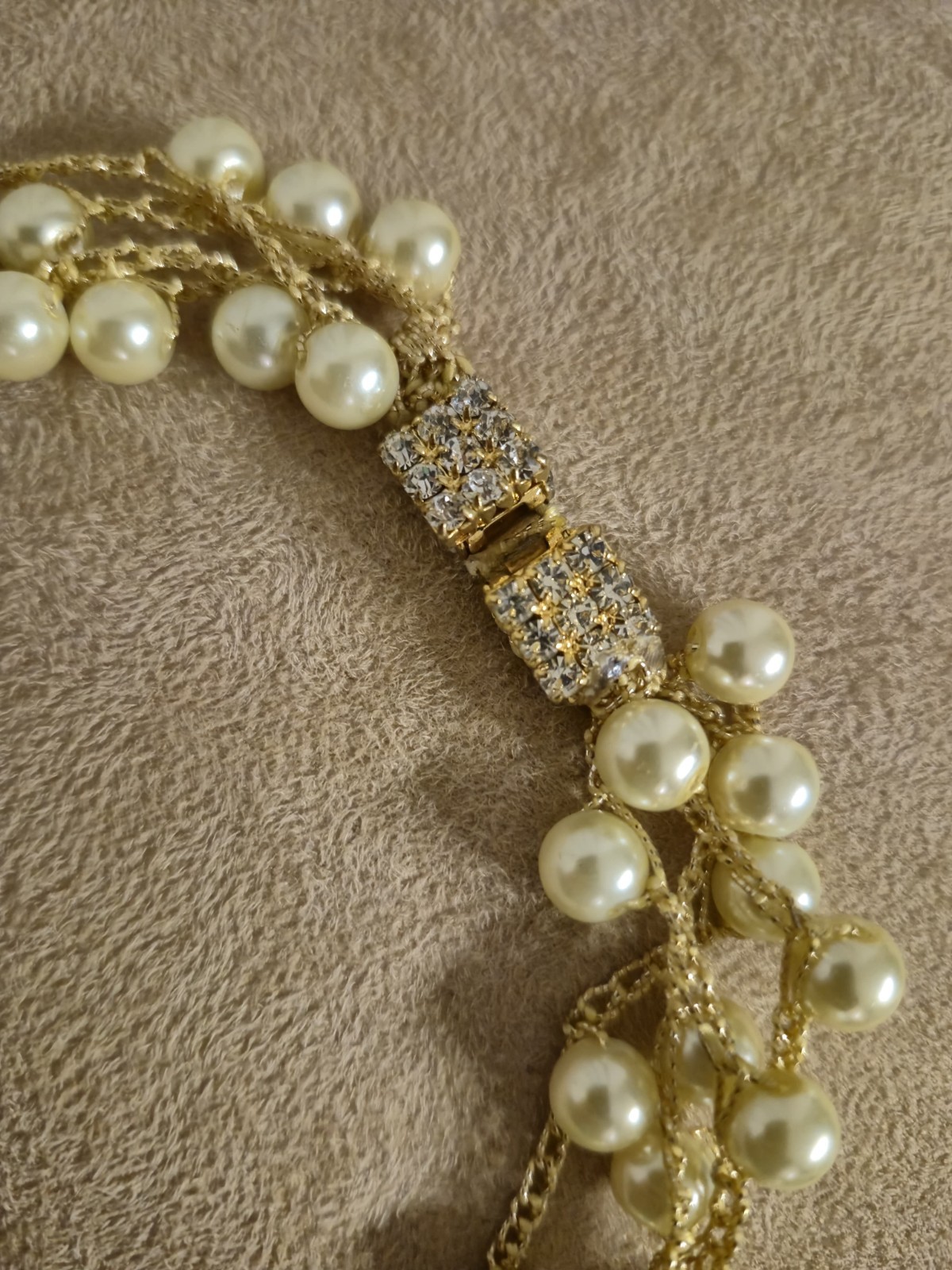Gold Silk Crochet Pearl Choker, Handmade Luxury Jewelry Gift for Women