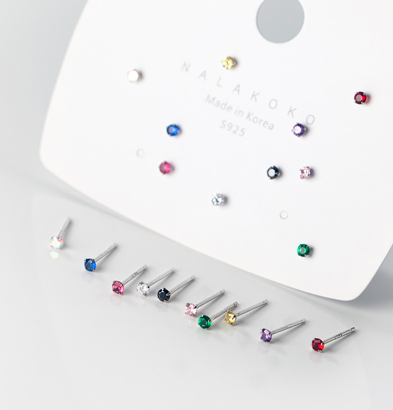 GENUINE SOLID 925 STERLING SILVER CZ STUD EARRINGS 2mm TINY WOMEN GIRL