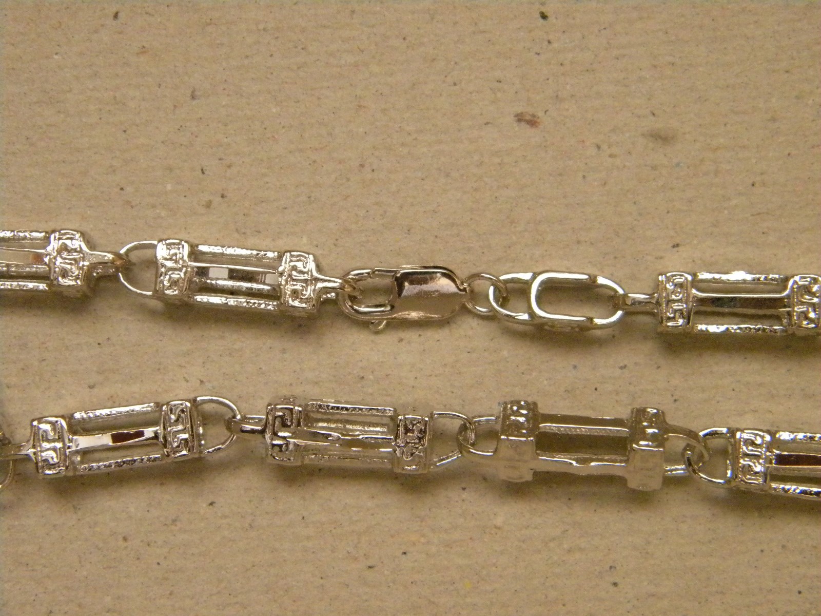 Men’s Rhodium Plated Large Roman Link Necklace Chain 30in Inch Long 8mm Wide New