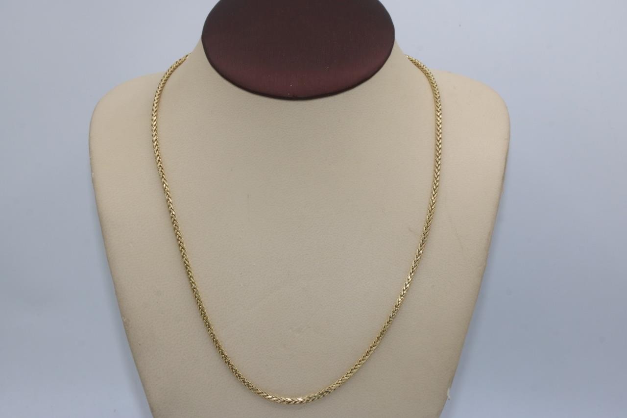 Fine 10K Yellow Gold 2.5mm Round Wheat Chain Necklace Hollow 20″ Long