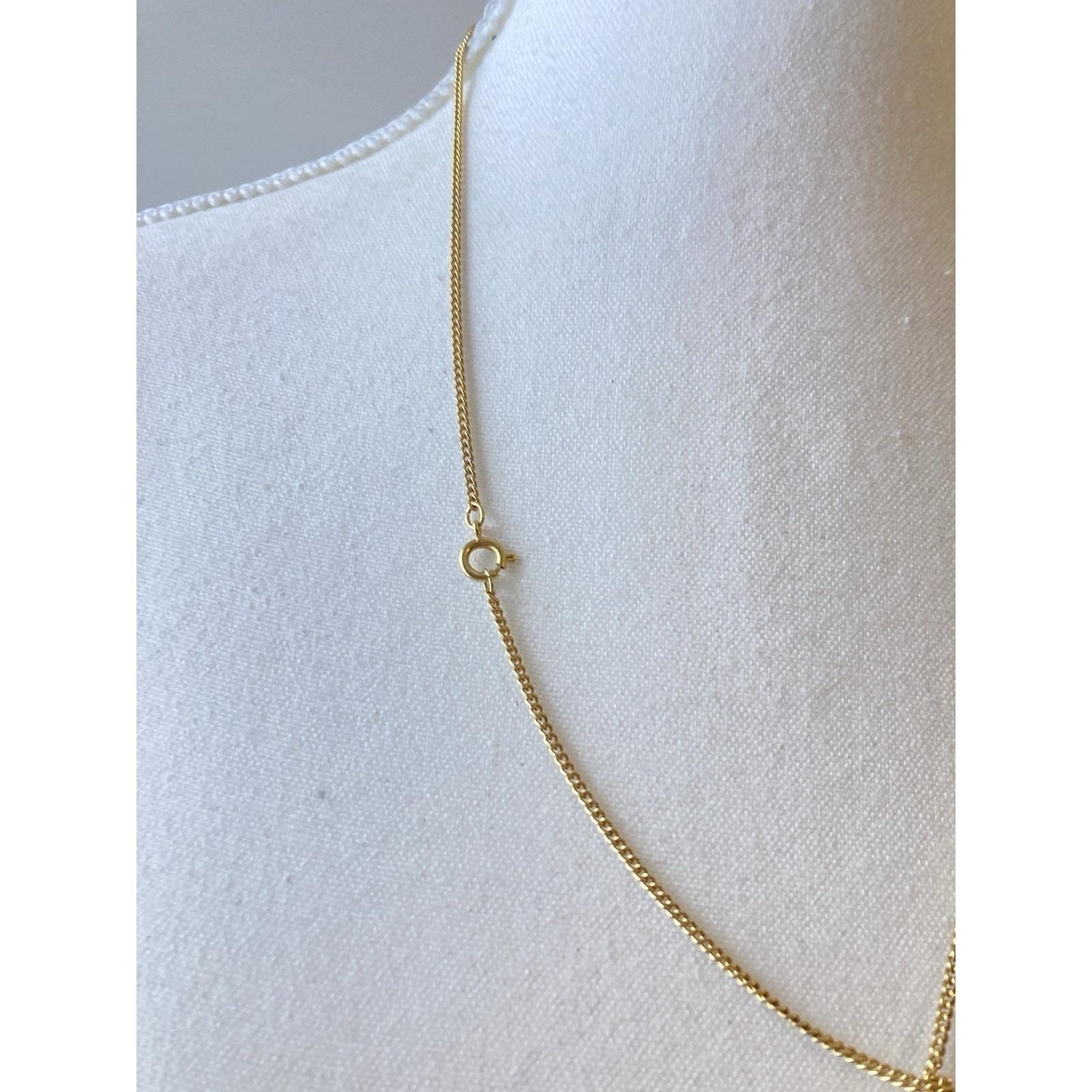 Vintage Avon Modernist Gold Tone Pendant Necklace Faux Amethyst 1970’s