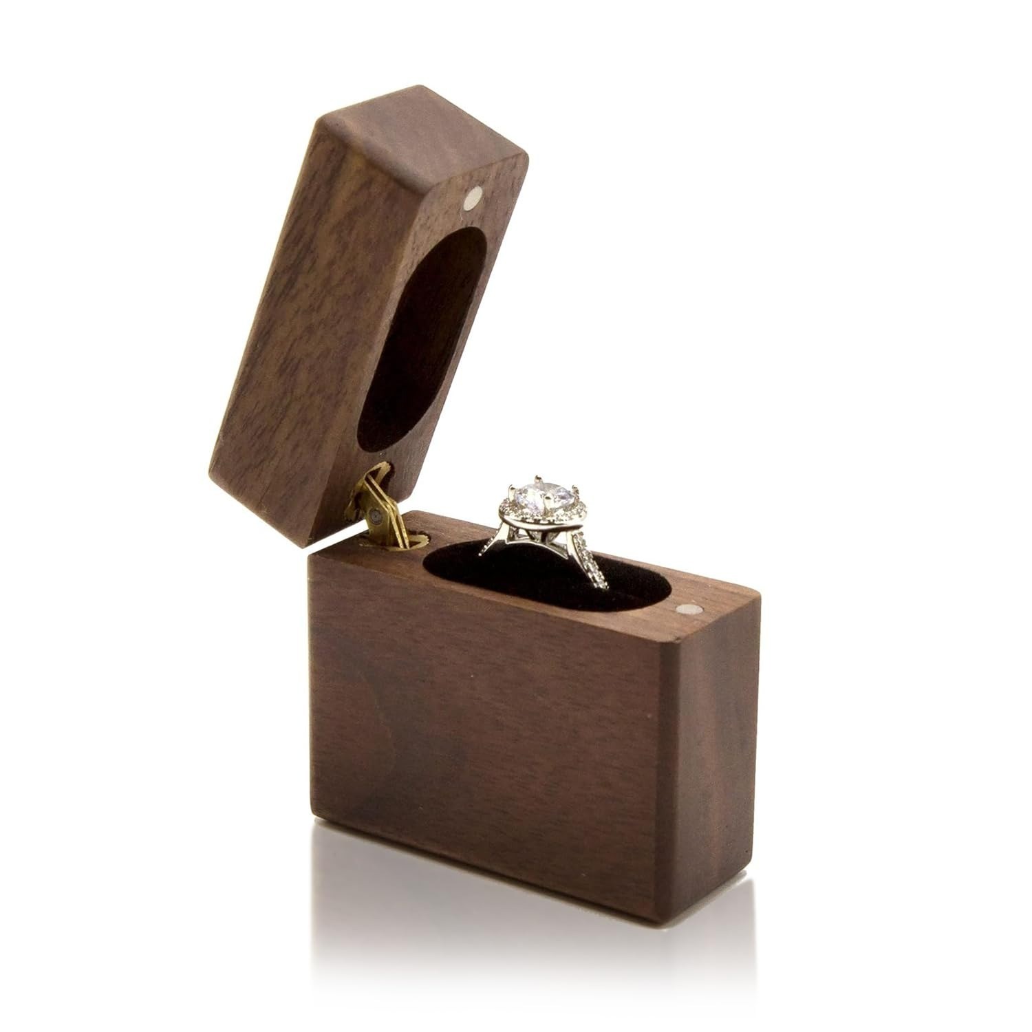How About Forever Slim Walnut Wood Engagement Ring Box – Magnetic Pocket Wooden