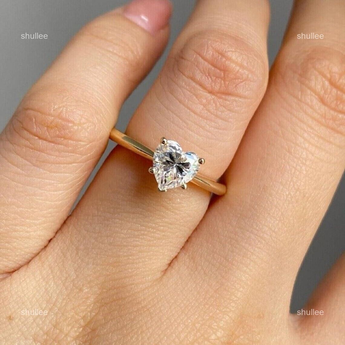 Brilliant Cut Lab Grown Diamond Solitaire New Ring Jewelry 18K Solid Yellow Gold