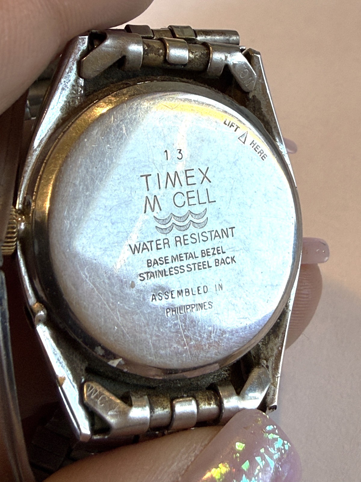 Vintage Timex Q M Cell 2 Tone Men’s Watch w/ Day and Date Working