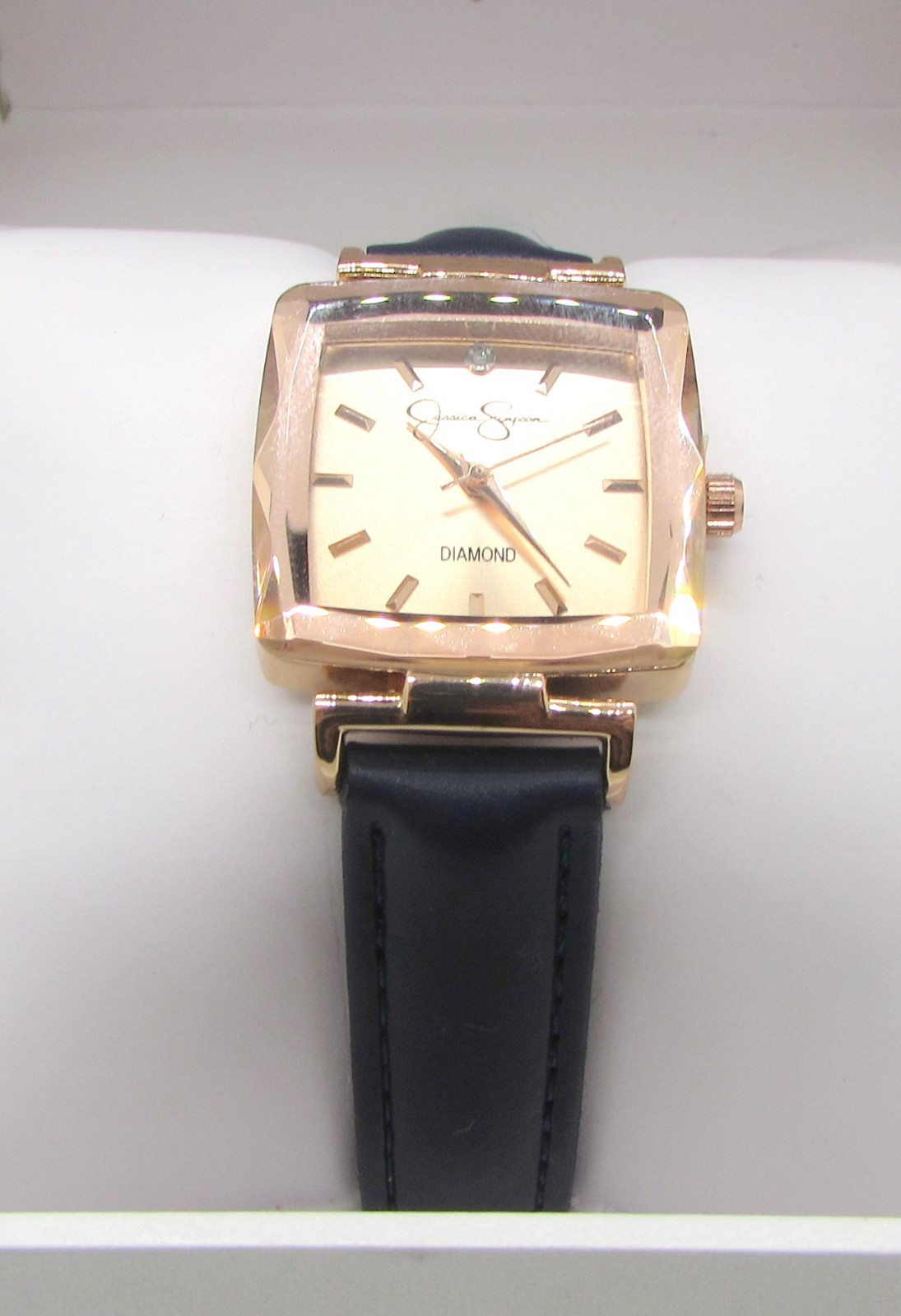 NEW Jessica Simpson Genuine Diamond Faceted Rose Gold Square Women’s Wrist Watch