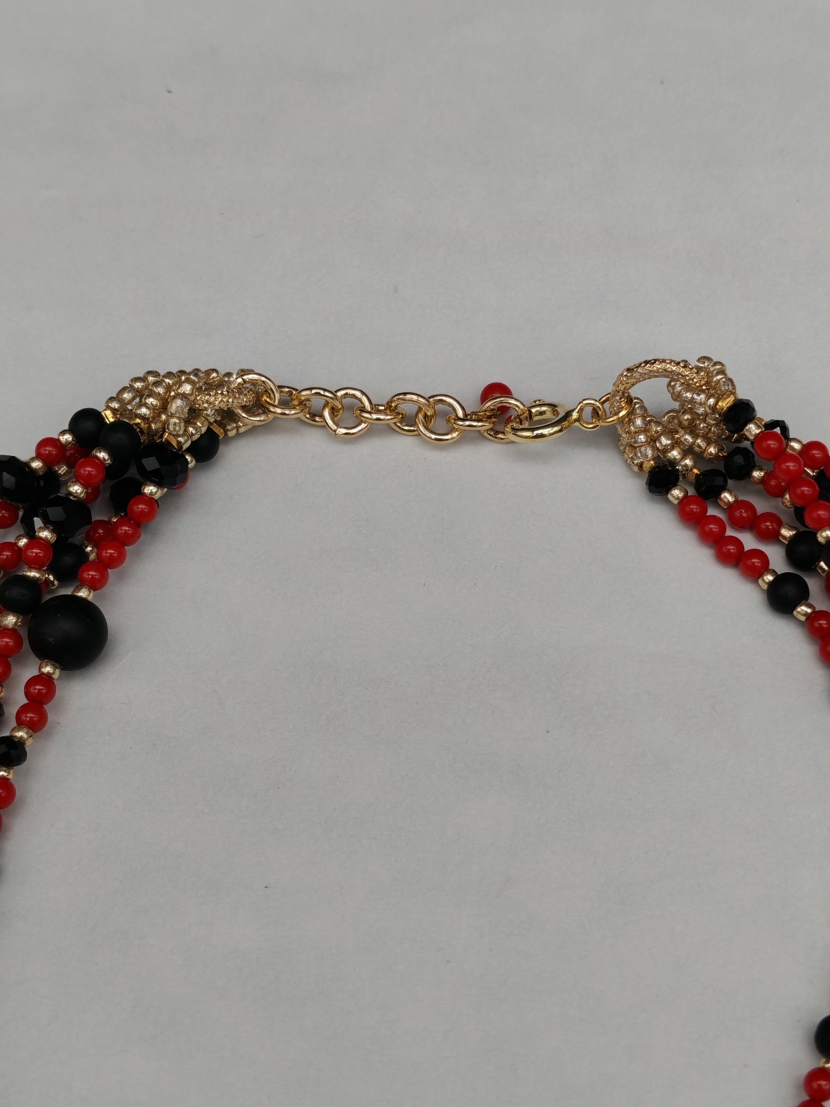 Women Red Coral Cameo Multifilament Elegant Onyx Necklace Made in Italy