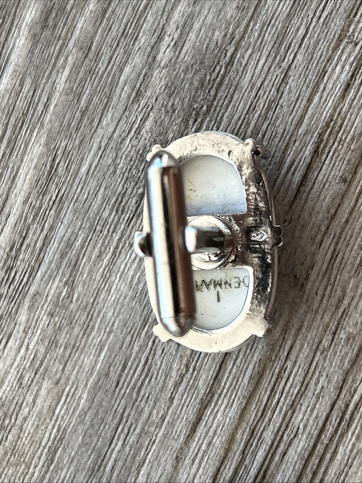 Vtg Blue/White Pegasus Cufflinks Oval Porcelain On Chrome Equestrian Gift, Mint