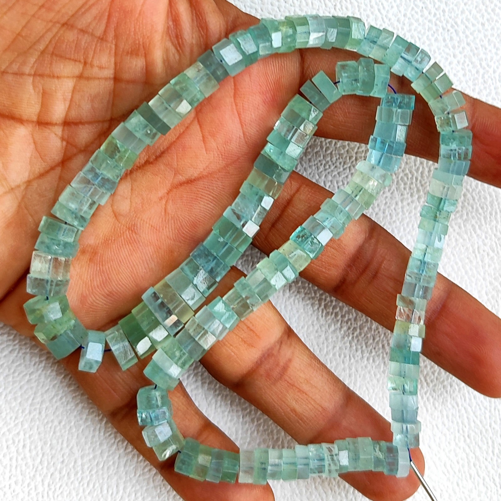 Brazil Aquamarine Faceted Bolt Shape Beads 6mm-10mm Size Gems 16″ Strand
