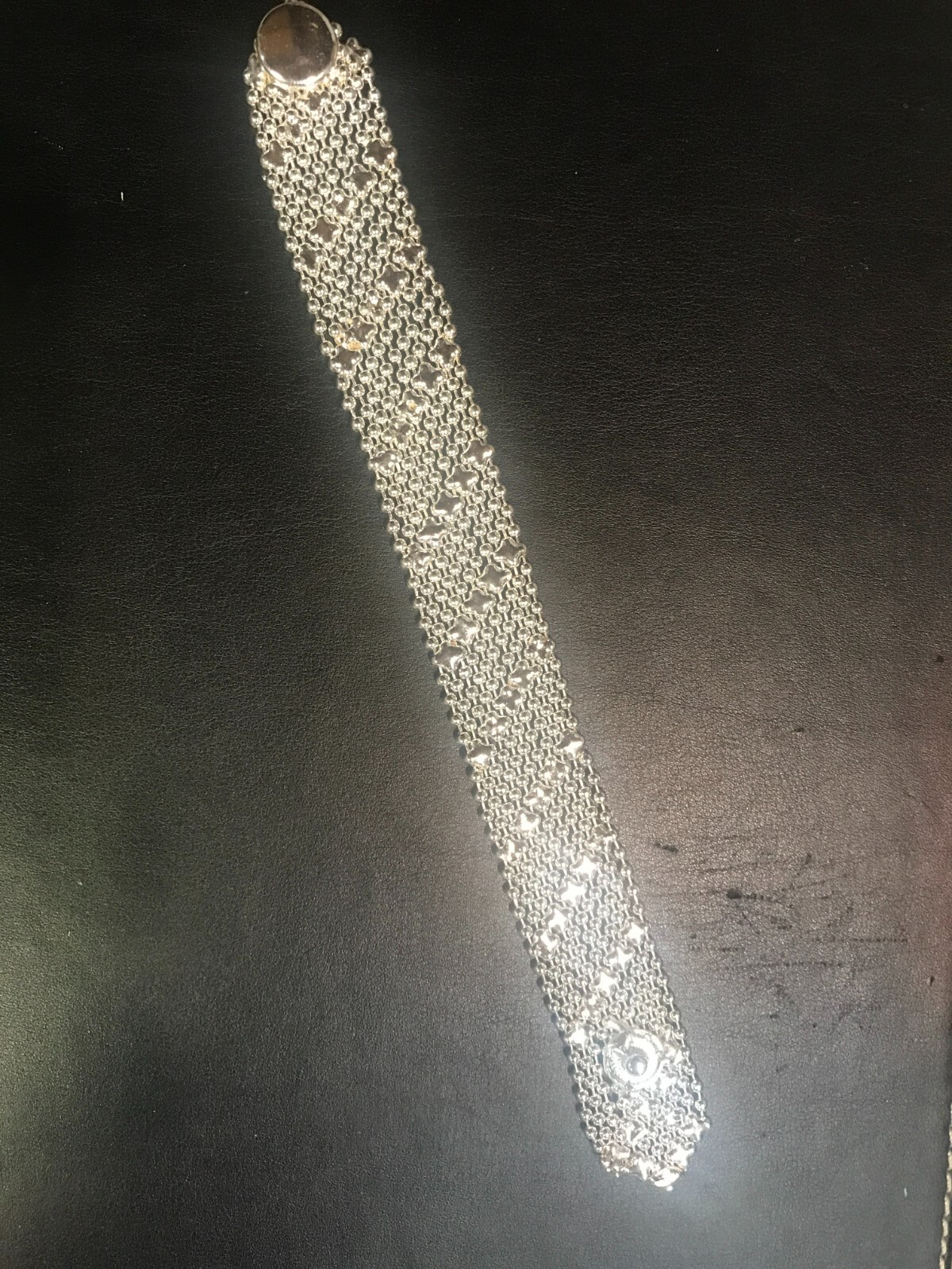 Sergio Style thin silver mesh cuff Bracelet Liquid Metal Snap button NEW