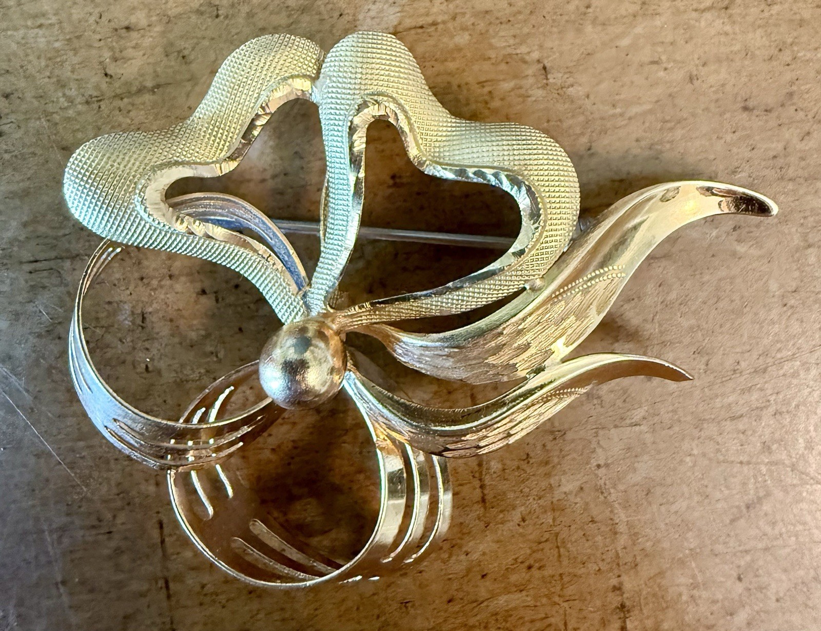 Vintage UNOAERRE 18K Gold Brooch Pin 750 AR BREV Italy 6.27g
