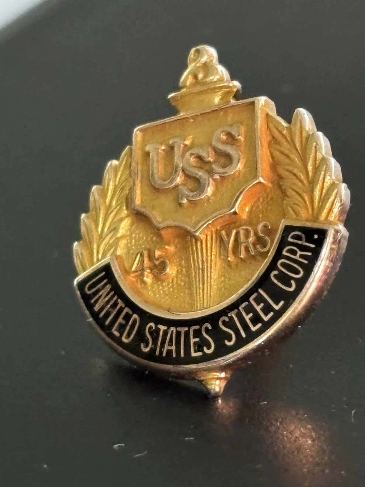 10K YELLOW GOLD USS UNITED STATES STEEL 45 YEARS AWARD PIN 2.3 g