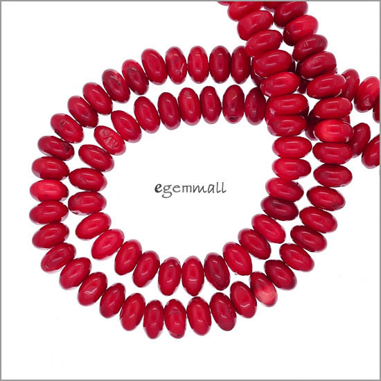 16″ Red Bamboo Coral Rondelle Roundel Beads 9.5 – 10mm #63099