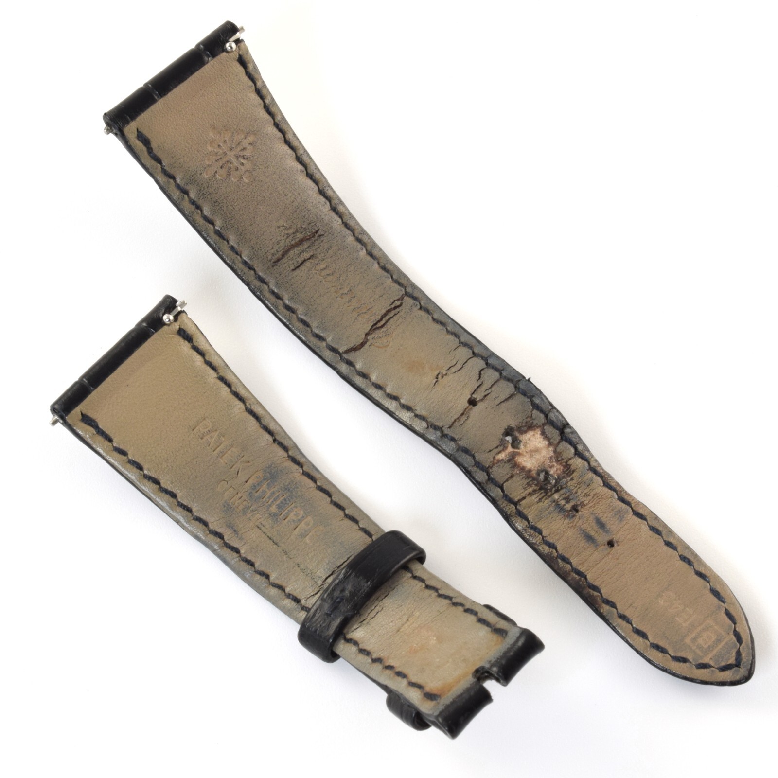 Authentic Patek Philippe Black Alligator Mens 22mm to 16mm Wide Watch Strap