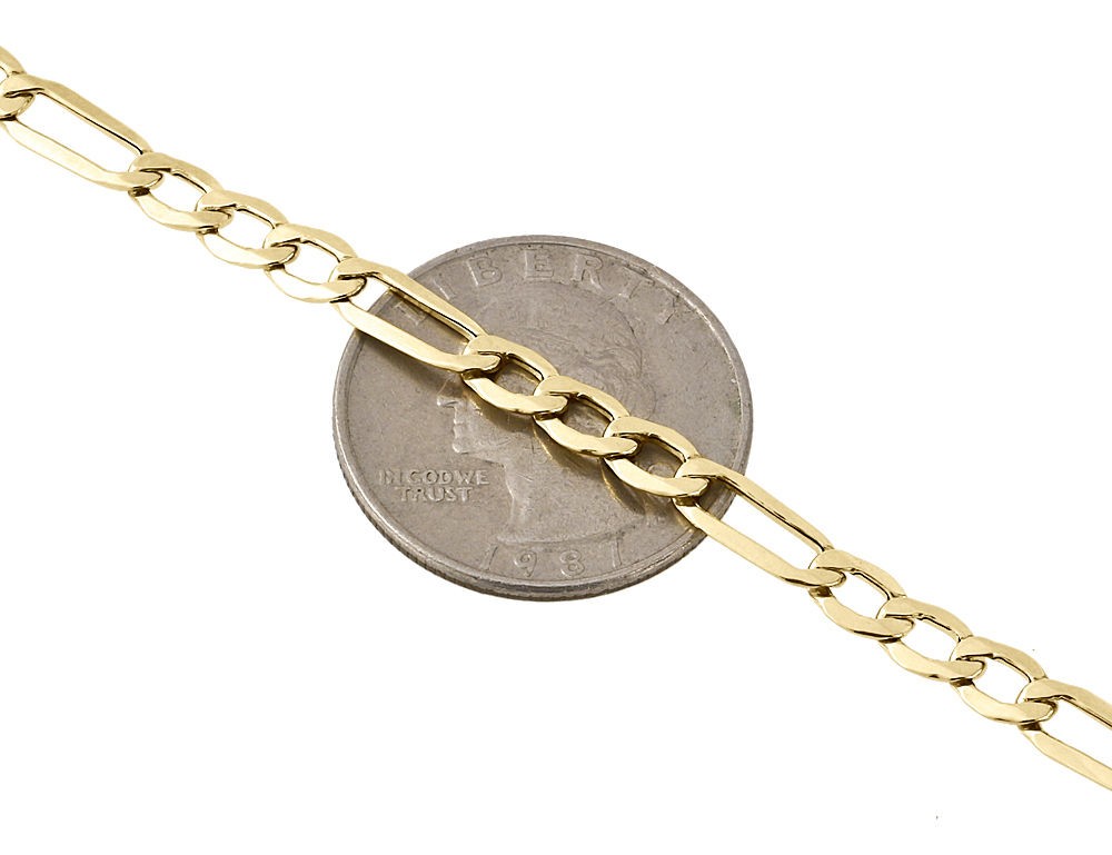 Mens Real 10K Yellow Gold Figaro Chain 4.7mm Necklace High Polished 16-30 Inches