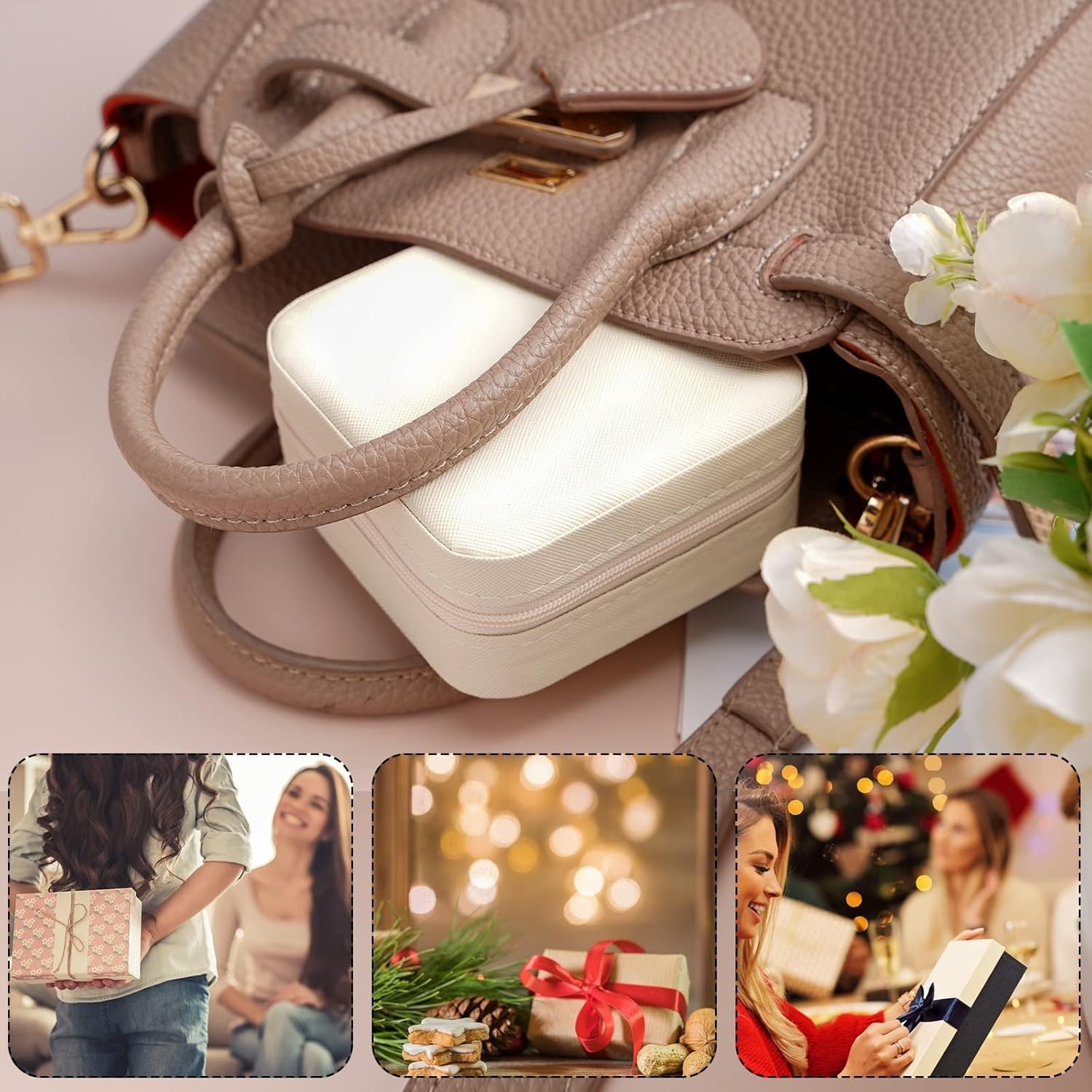 Elegant Portable Travel Jewelry Box with Mirror – Compact Organizer for Women
