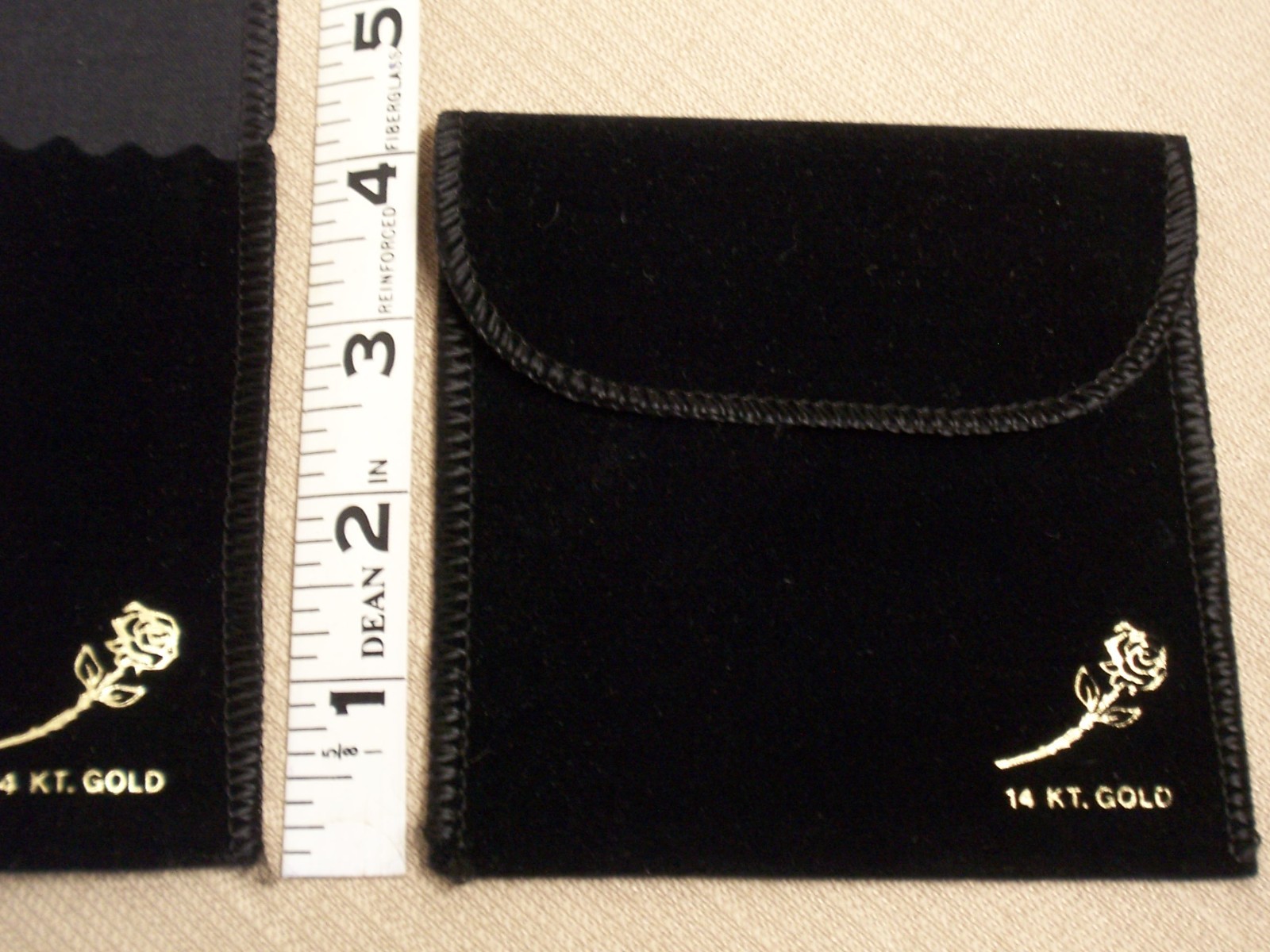 Mini velvet jewelry/compact/gift pouch bags-black-gold rose logo-open top-7 pc