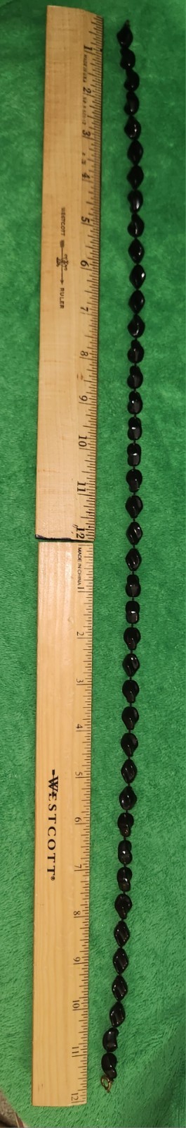 Black Plastic Beaded Necklace Ball/Bead Chain Spring Ring Clasp 18 in