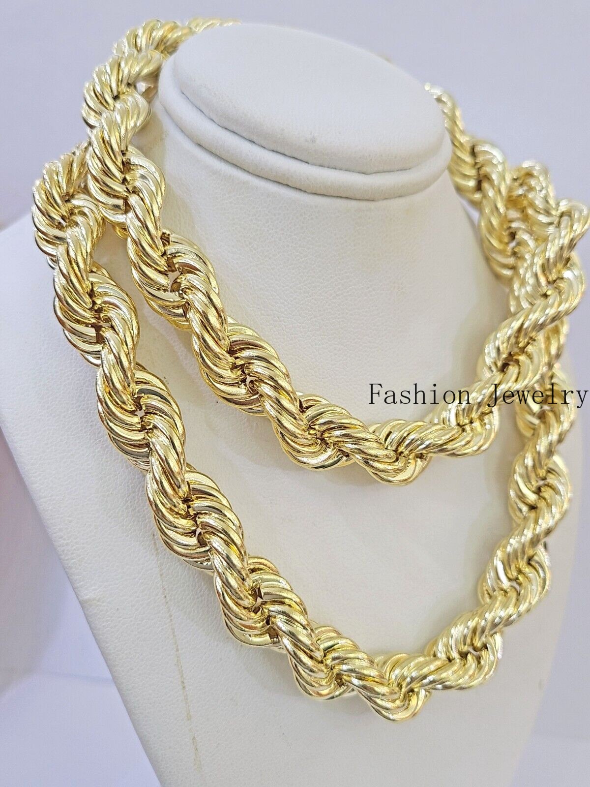 10k Real Gold Rope Chain Thick 12mm Men Chain 26 Inches On Sale Free Shipping