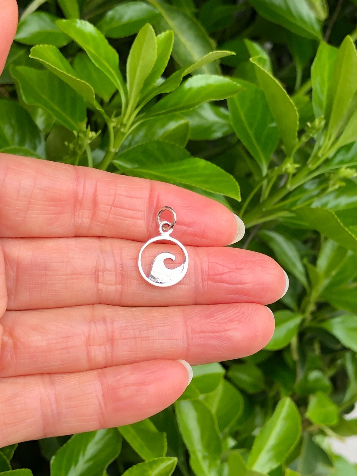925 Sterling Silver Ocean Wave Pendant TINY Charm Women 11.8mm(0.46″)/19mm0.75″