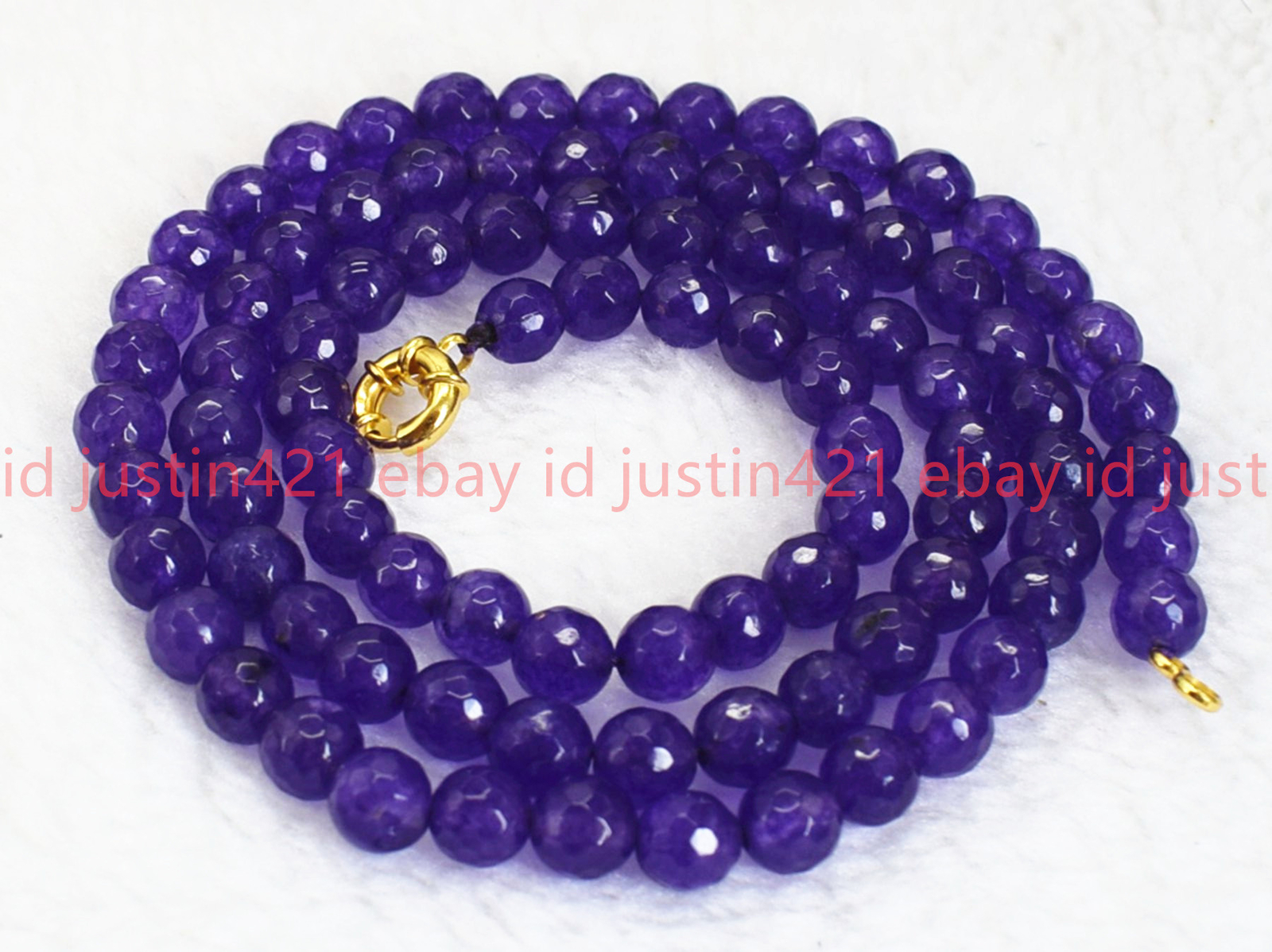 Natural 6/8/10/12mm Faceted Purple Jade Round Beads Gemstone Necklace 16-36″