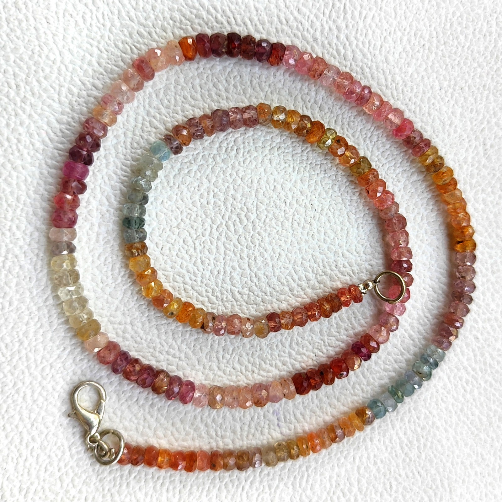 Multi Color Spinel 4-5mm Faceted Rondelle Gemstone Necklace 18″ Sri Lanka