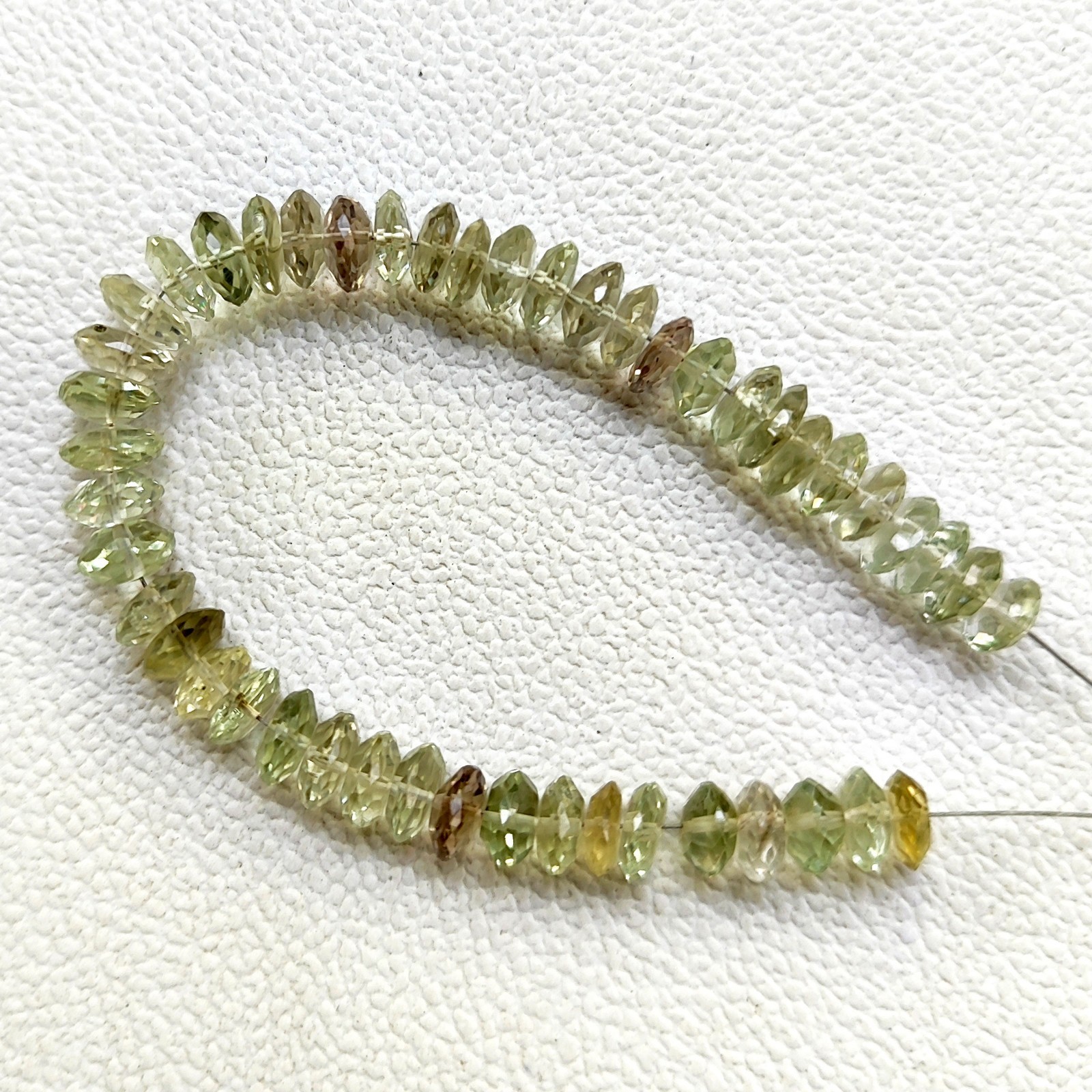 Brazil Green Amethyst Prasiolite Faceted Rondelle Beads 7-8mm 6″ Gem Strand