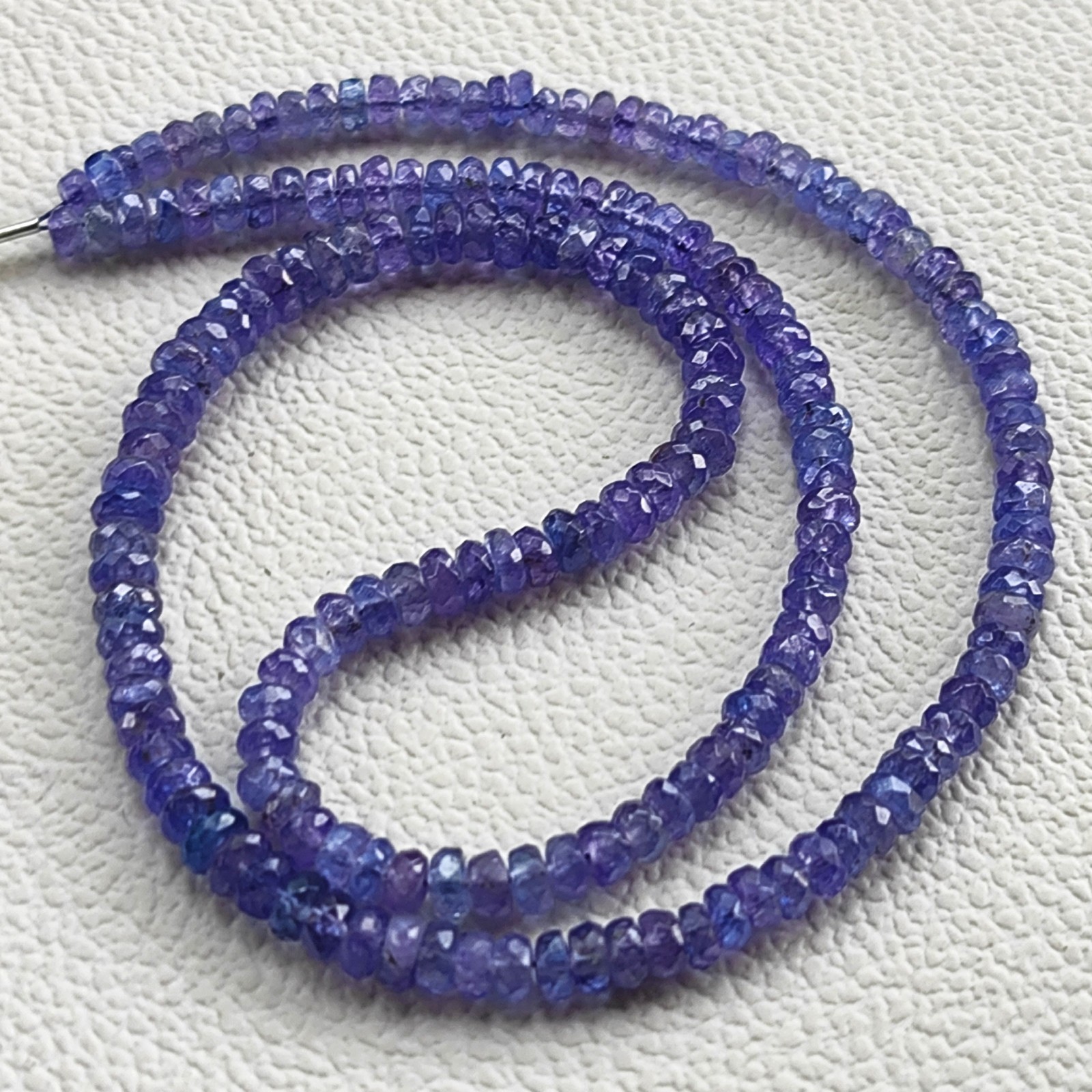 Natural Tanzanite Faceted Rondelle 4-4.5mm Beads Tanzania Gem 16″ Strand DIY