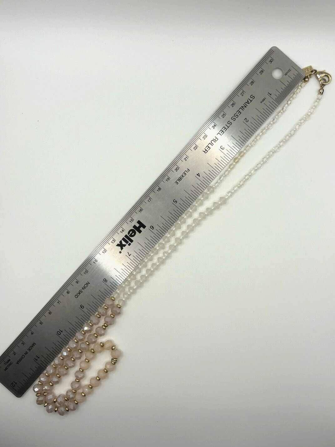 Banana Republic Champagne Cream White And Gold Graduated Bead Necklace 30 Inch