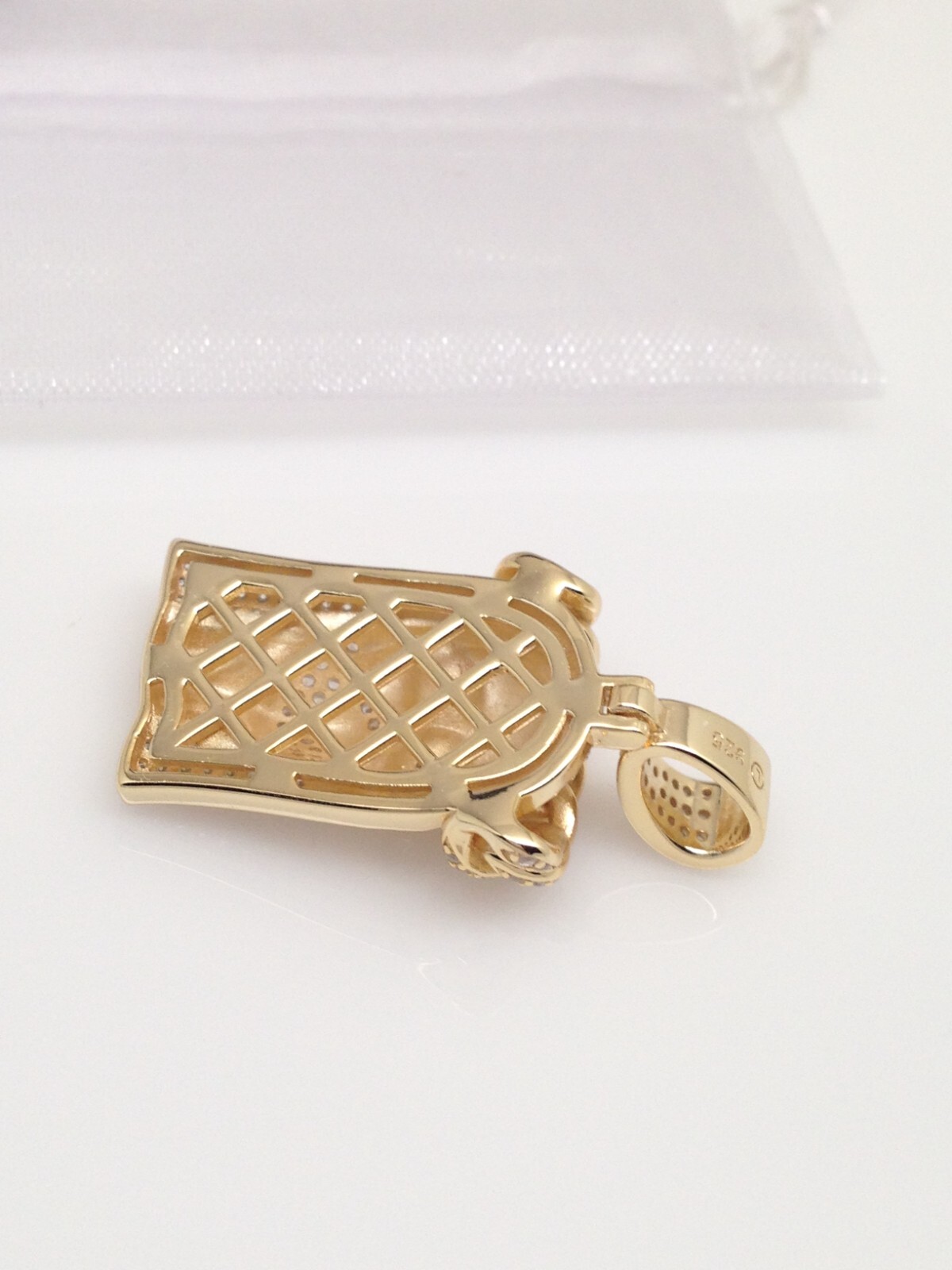 925 Sterling Silver Gold Jesus Head Face CZ Pendant Men 25mm(0.98″)/37mm(1.46″)