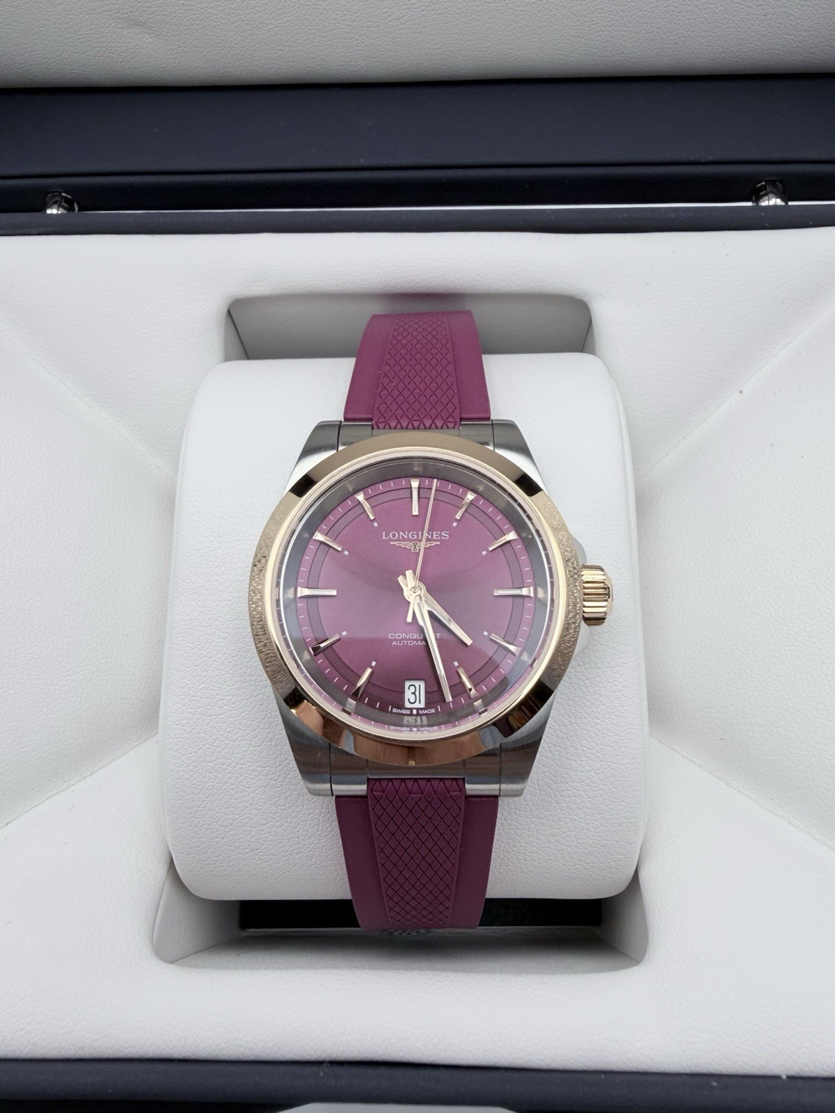 Longines Conquest Automatic Purple Dial Ladies Watch