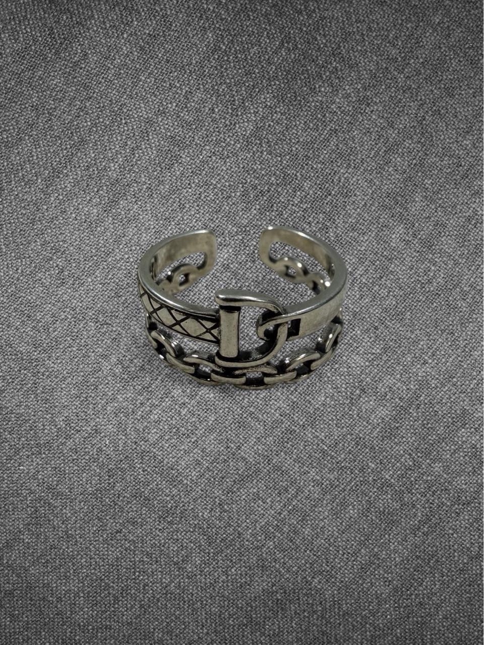 Sterling Silver Zipper Chain Adjustable Ring