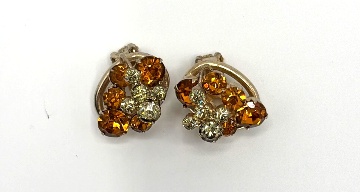 JULIANA D&E Set Bracelet w/Earrings Topaz and Citrine Rhinestones Ref#3288